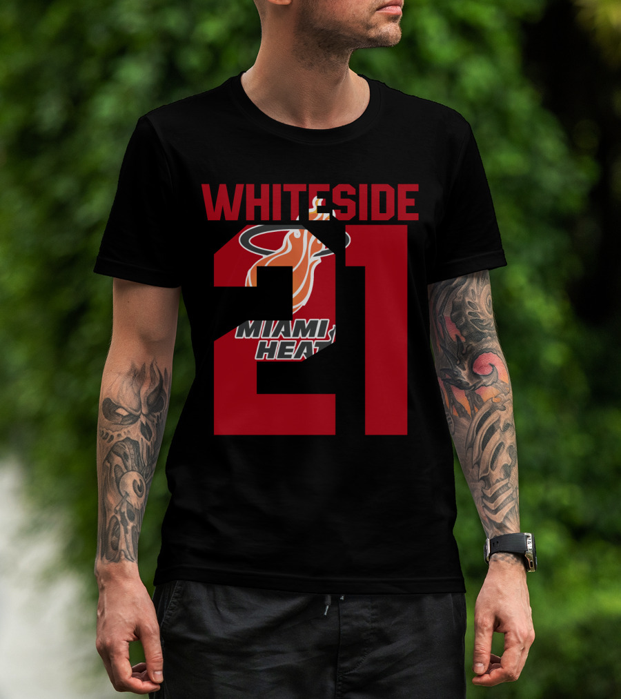 Whiteside 21 Miami Heat Iconic Basketball Tribute T-Shirt