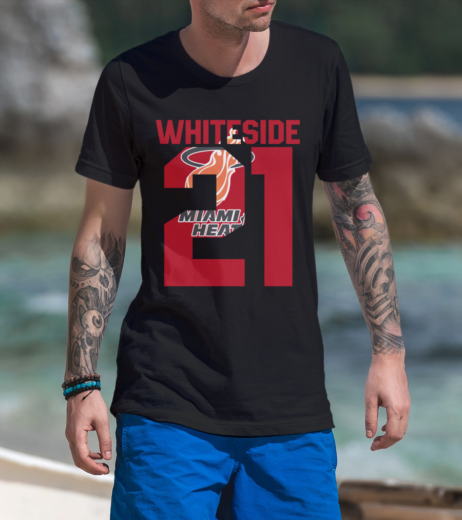 Whiteside 21 Miami Heat Iconic Basketball Tribute T-Shirt