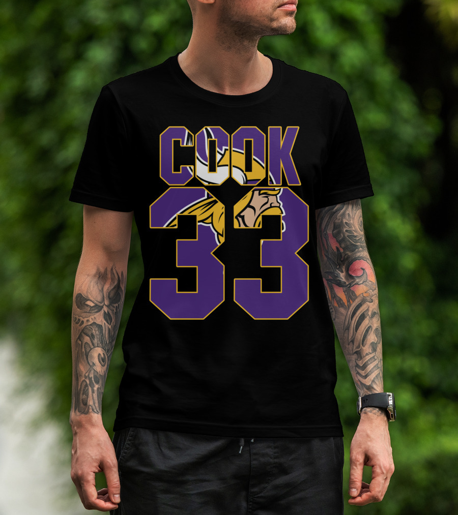 Minnesota Vikings Dalvin Cook 33 Viking Head Logo Jersey T-Shirt