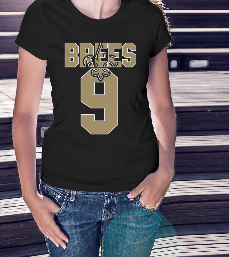 New Orleans Saints Drew Brees 9 Fleur-De-Lis Jersey T-Shirt