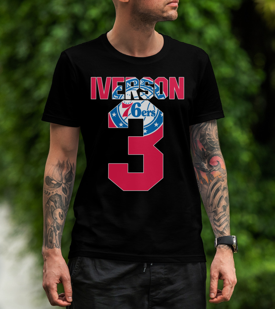 Philadelphia 76ers Allen Iverson 3 Logo Nba T-Shirt