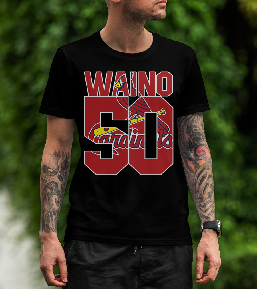 Waino 50 St. Louis Cardinals Iconic Logo Adam Wainwright T-Shirt