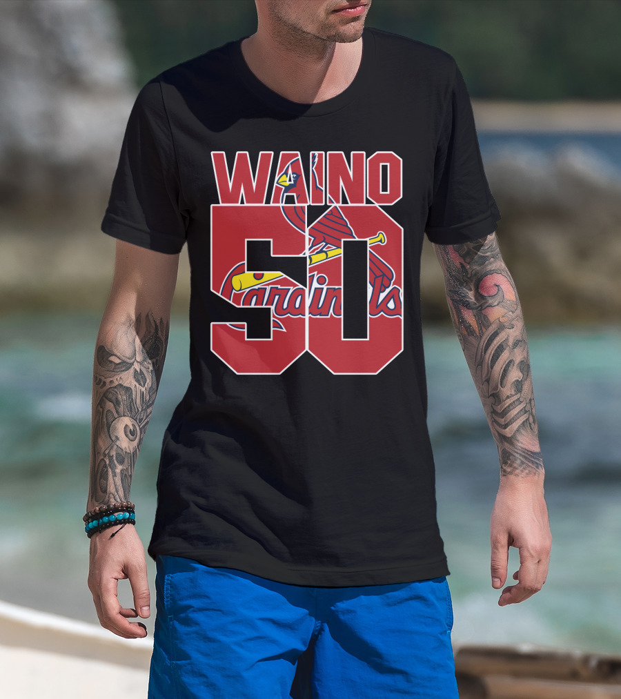 Waino 50 St. Louis Cardinals Iconic Logo Adam Wainwright T-Shirt