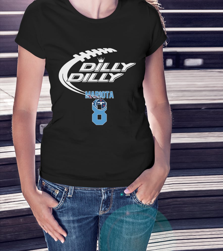 Tennessee Titans Dilly Dilly Mariota 8 Game Football T-Shirt