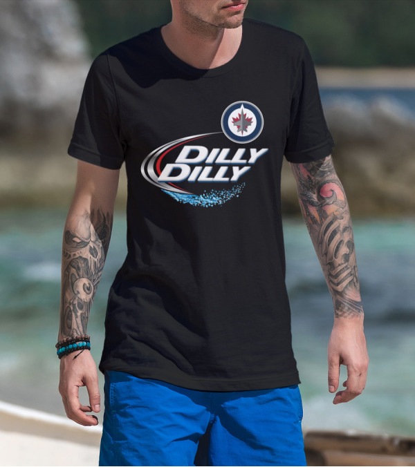 Winnipeg Jets Dilly Dilly Hockey Fan Slogan With Team Logo And Ice Splash T-Shirt