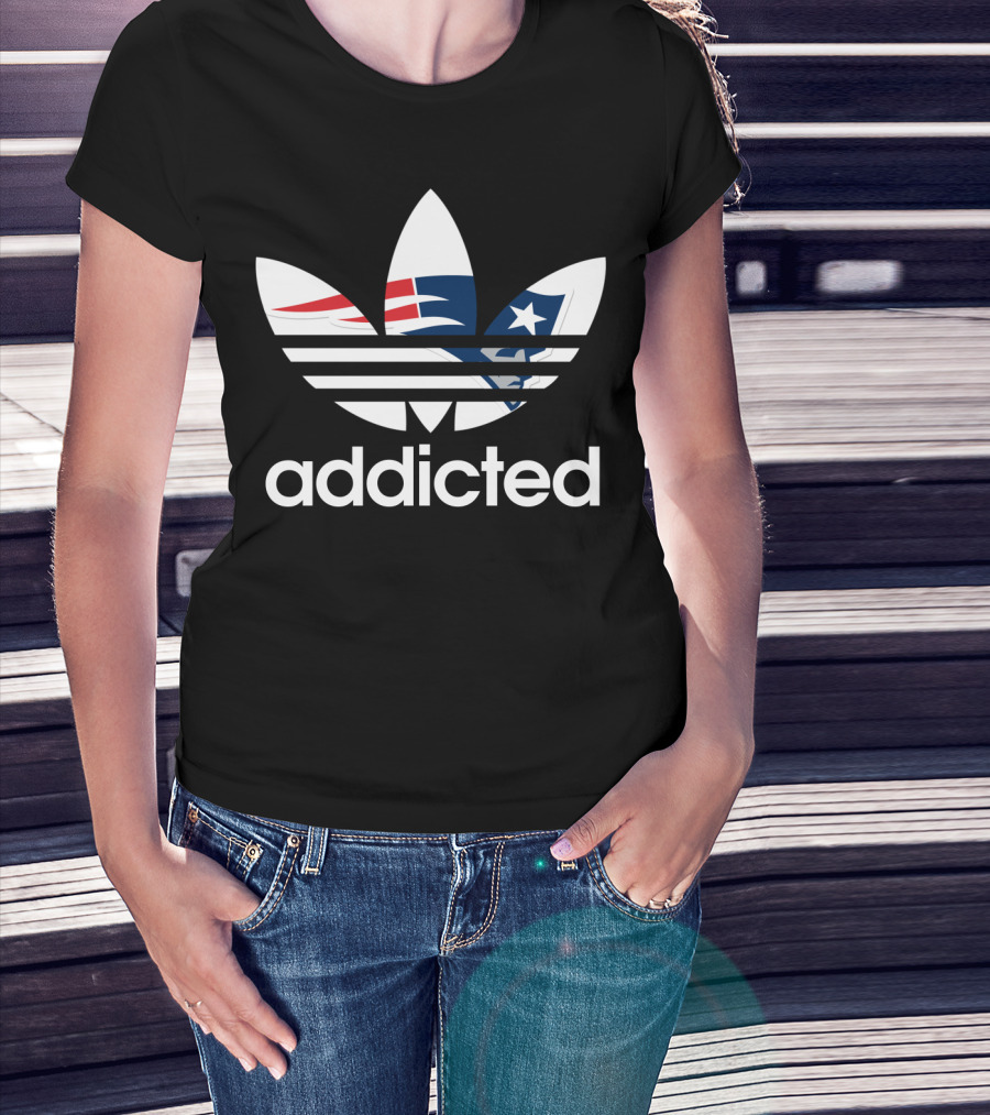 New England Patriots Addicted Nfl Logo Mashup T-Shirt