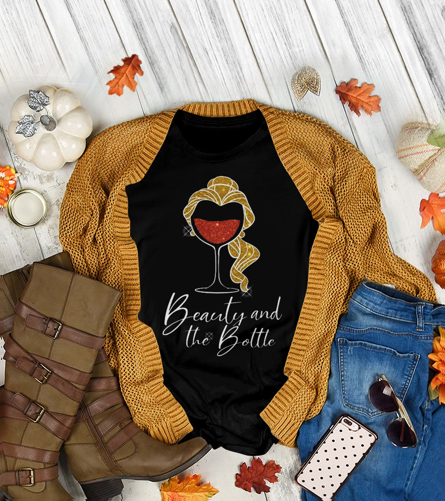 Beauty and the Bottle Sparkling Wine Lover's Glam T-Shirt