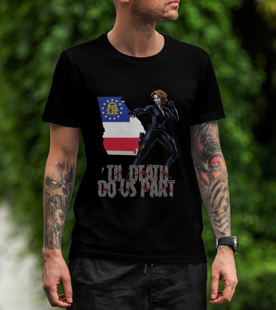 Georgia Flag Black Widow 'Til Death Do Us Part T-Shirt