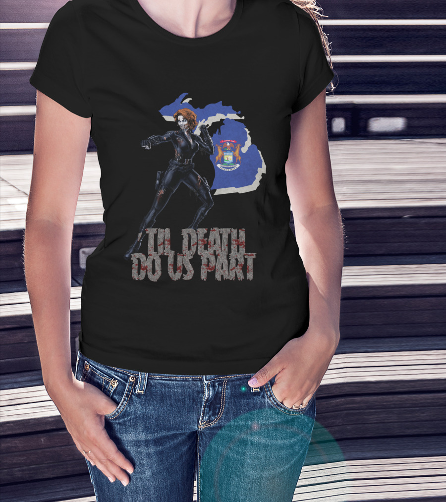Til Death Do Us Part Black Widow Michigan State T-Shirt