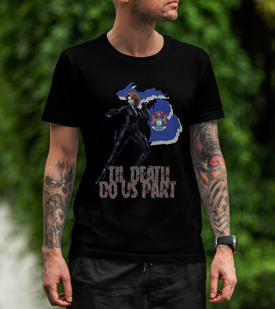 Til Death Do Us Part Black Widow Michigan State T-Shirt