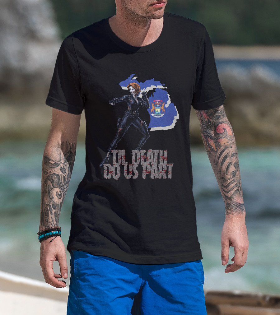 Til Death Do Us Part Black Widow Michigan State T-Shirt