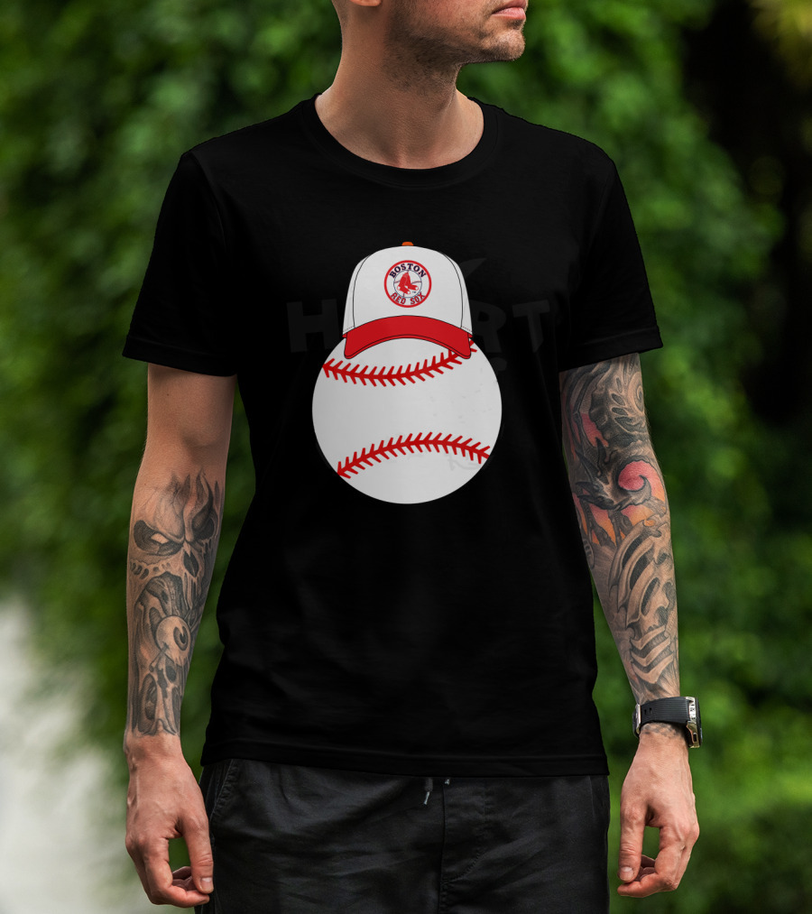 Boston Red Sox Mickey Mouse Ears Baseball Hat And Ball T-Shirt