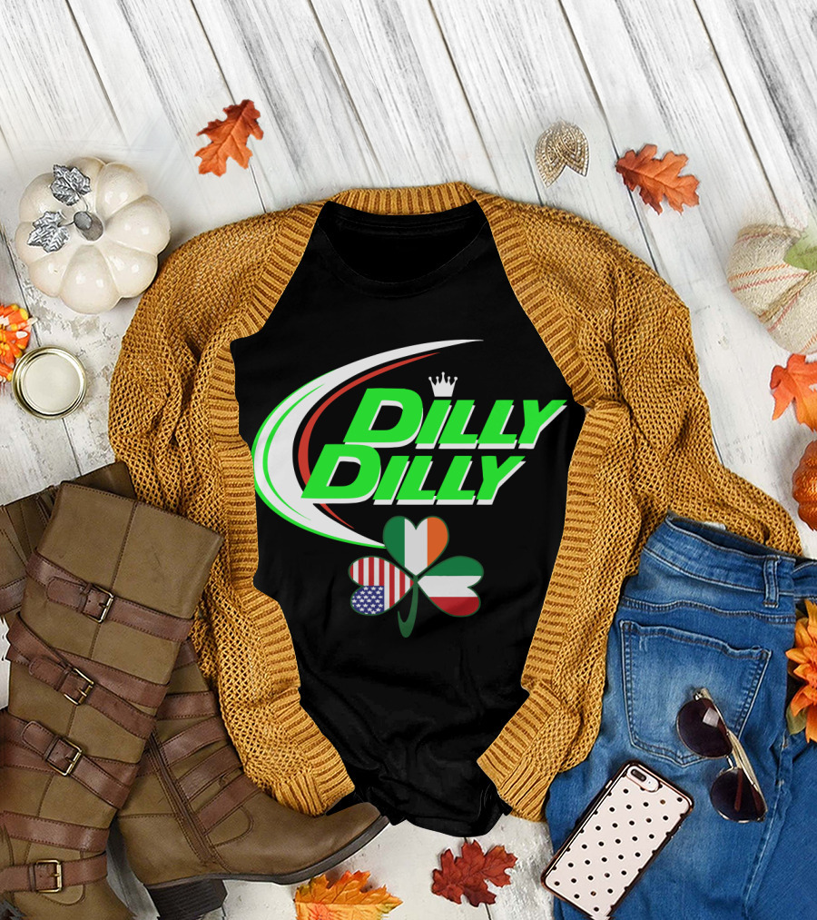 Dilly Dilly Crown with Italian Irish American Flag Shamrock T-Shirt