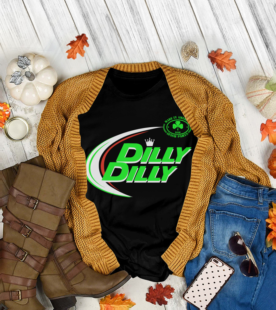 Dilly Dilly Made in America with Irish Parts Shamrock Crown T-Shirt