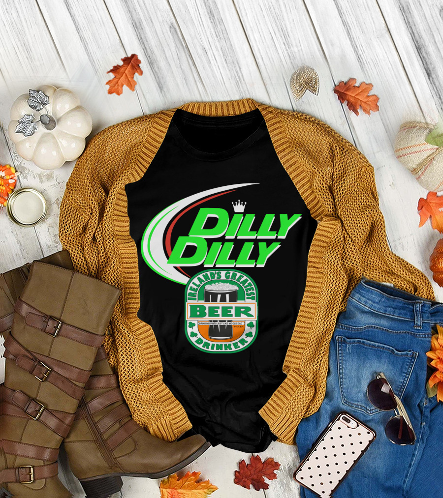 Dilly Dilly Irelands Greatest Beer Drinker Crowned by Irish Clovers T-Shirt