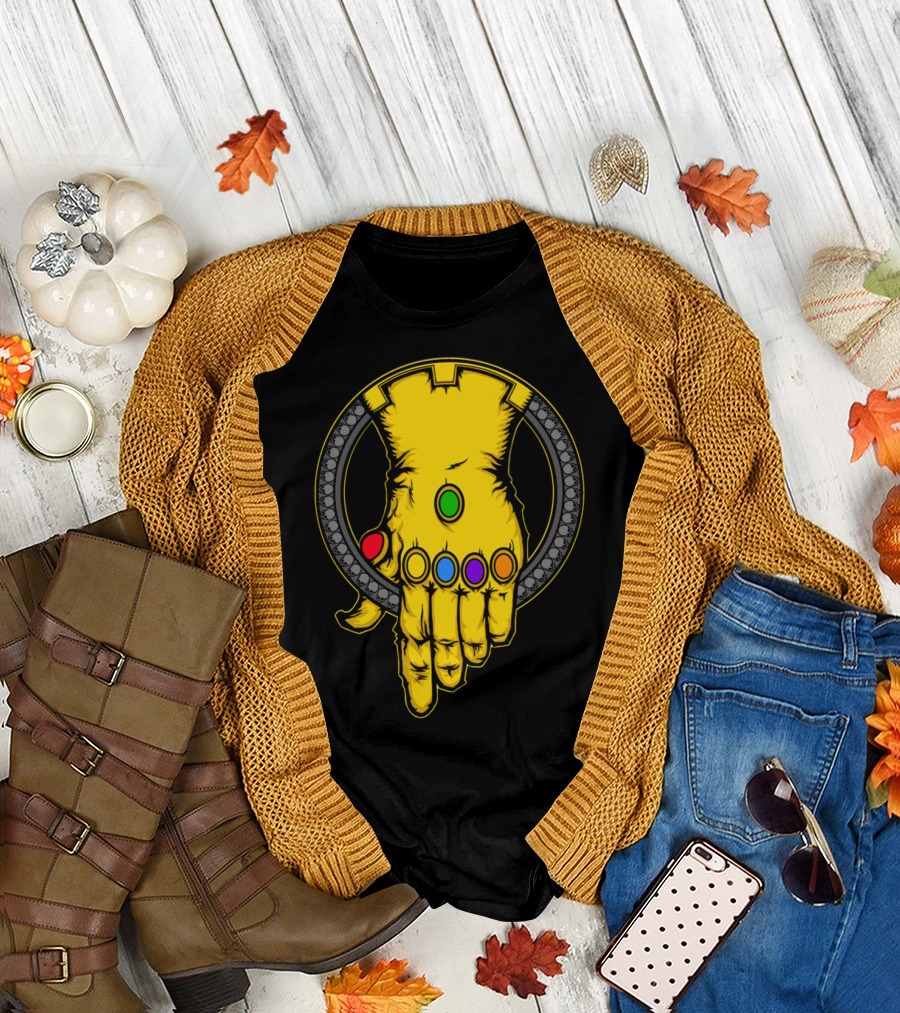 Thanos Infinity Gauntlet with Six Colorful Infinity Stones Iconic T-Shirt