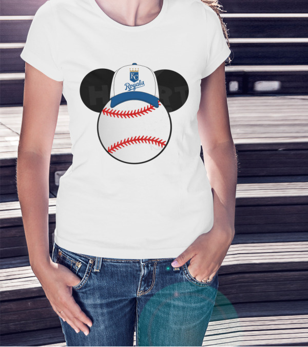 Kansas City Royals Baseball Cap Mickey Ears Heart T-Shirt