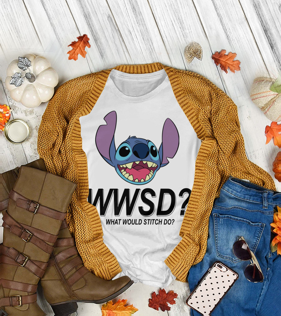 Lilo And Stitch WWSD What Would Stitch Do Cute Alien Character Face T-Shirt