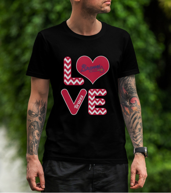 Love Braves Fans Heart Chevron Baseball T-Shirt