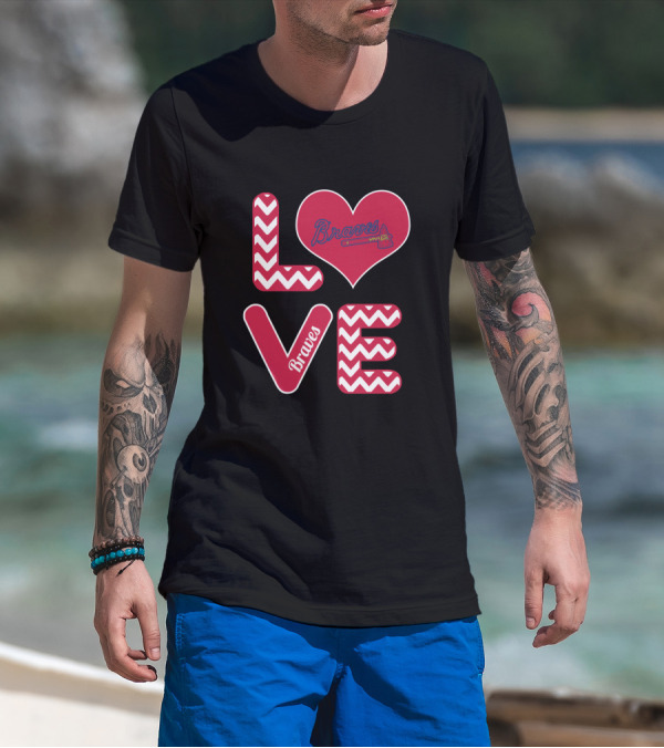 Love Braves Fans Heart Chevron Baseball T-Shirt