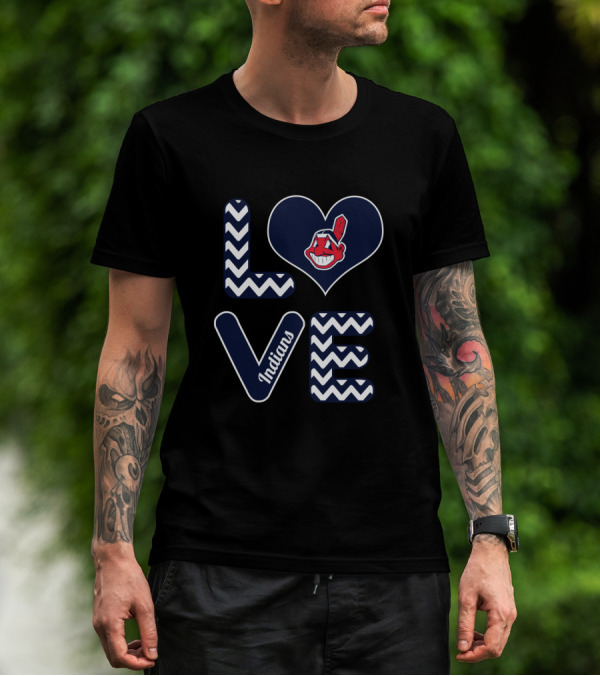 Love Heart Chevron Indians Fan Baseball Cleveland T-Shirt