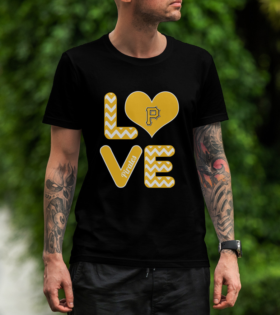 Love Pittsburgh Pirates Heart Design For Fans Baseball T-Shirt