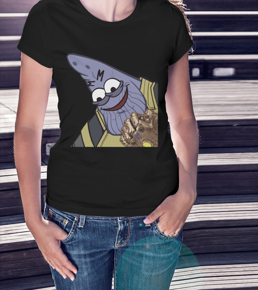 Thanos Mashup With Cartoon Character Holding Infinity Gauntlet T-Shirt