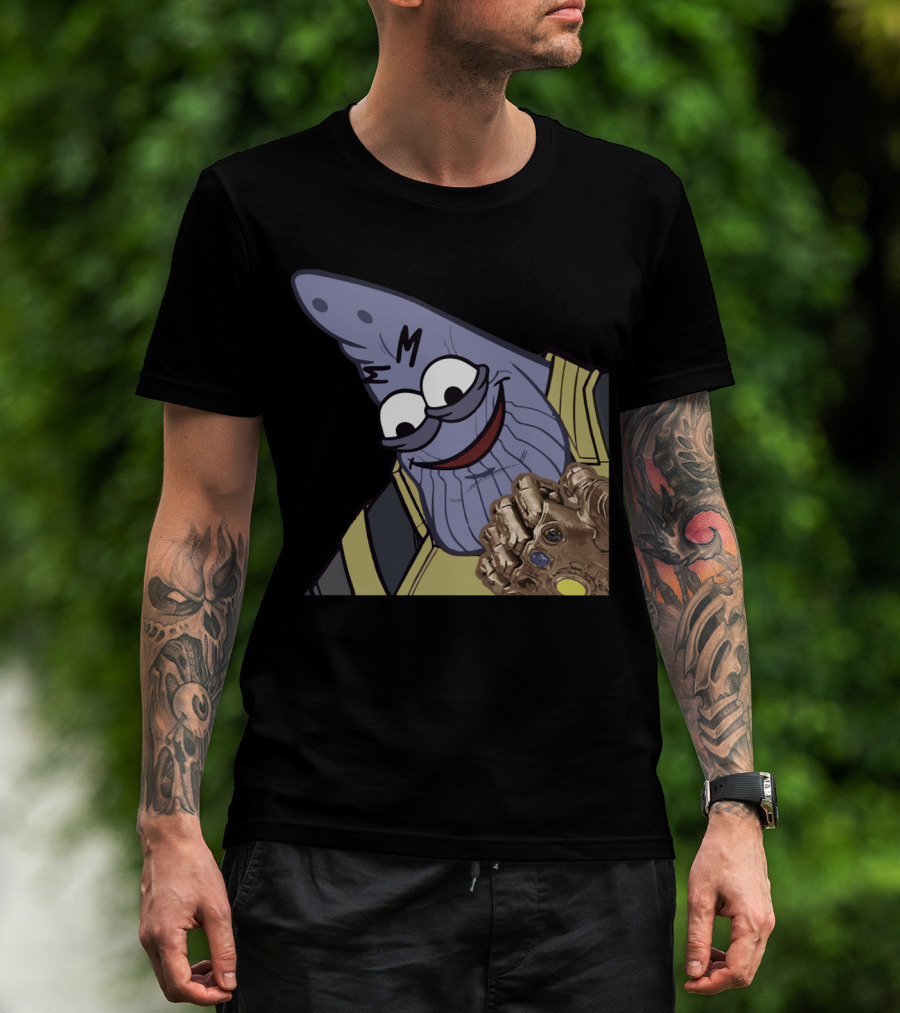 Thanos Mashup With Cartoon Character Holding Infinity Gauntlet T-Shirt