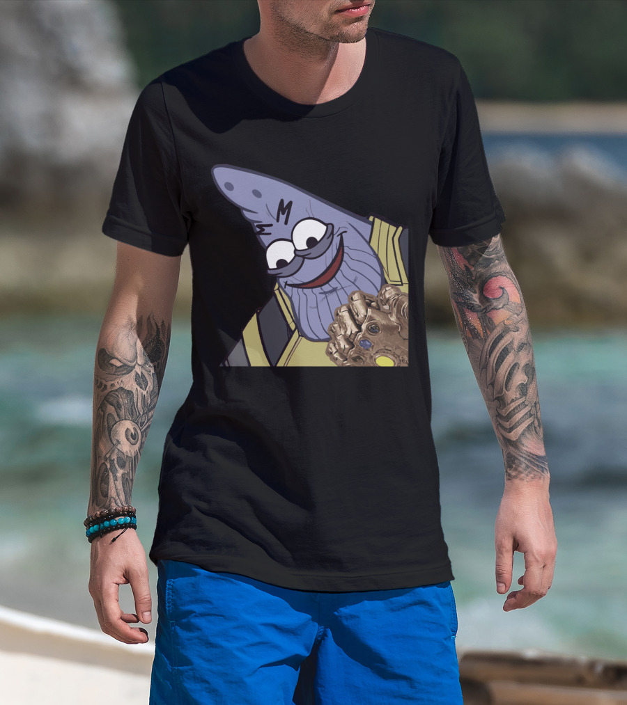 Thanos Mashup With Cartoon Character Holding Infinity Gauntlet T-Shirt