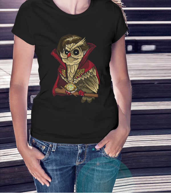 Dr. Strange Owl Parody Cape And Amulet Creative Superhero Fusion T-Shirt