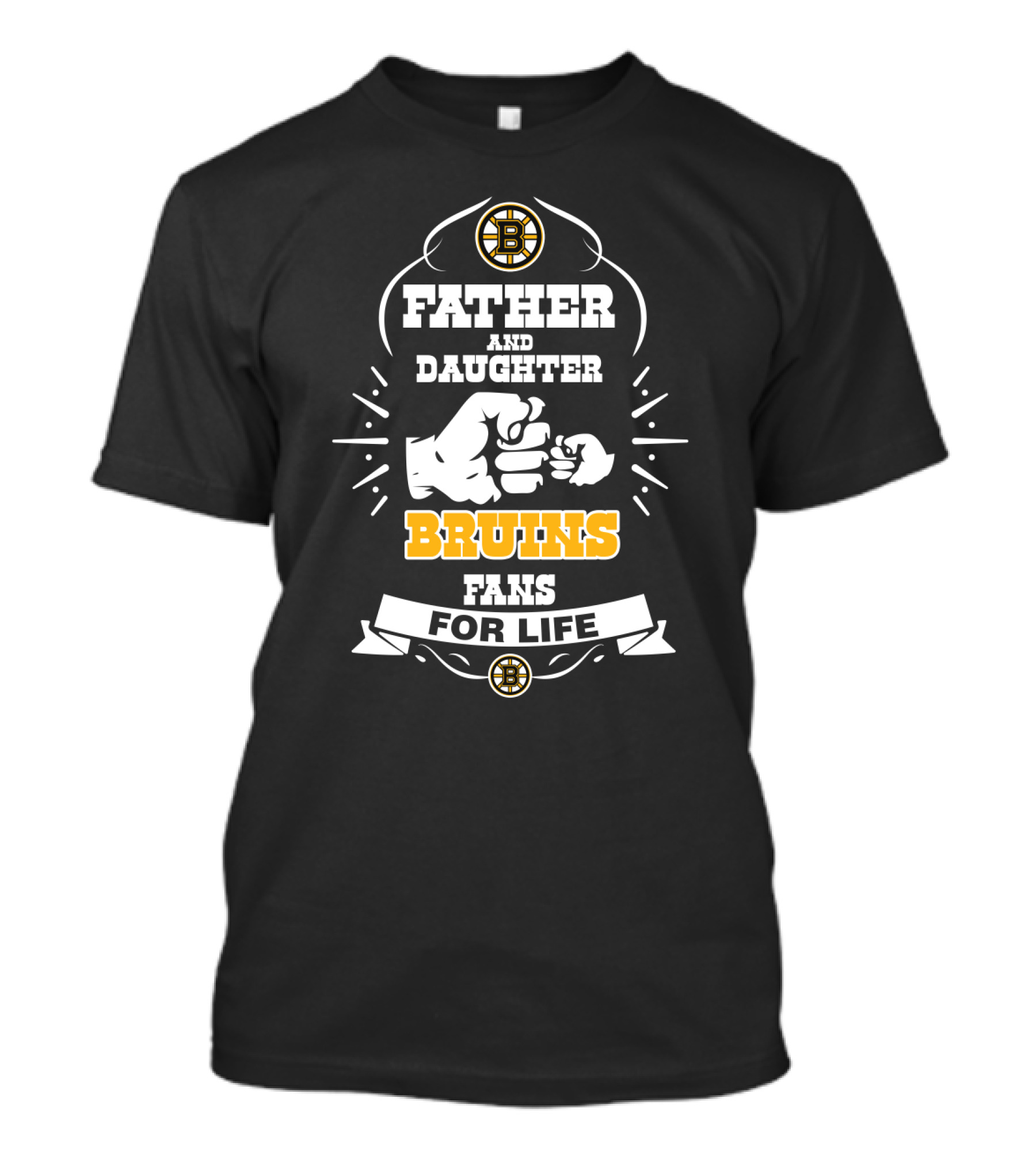 Father And Daughter Bruins Fans For Life Boston Fist Bump Hockey Loyalty T-Shirt