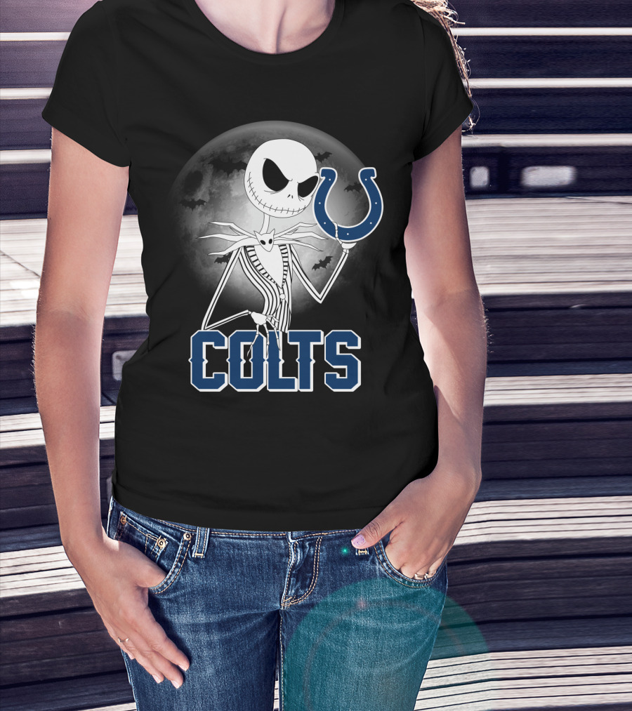 Jack Skellington Moon Halloween Indianapolis Colts T-Shirt