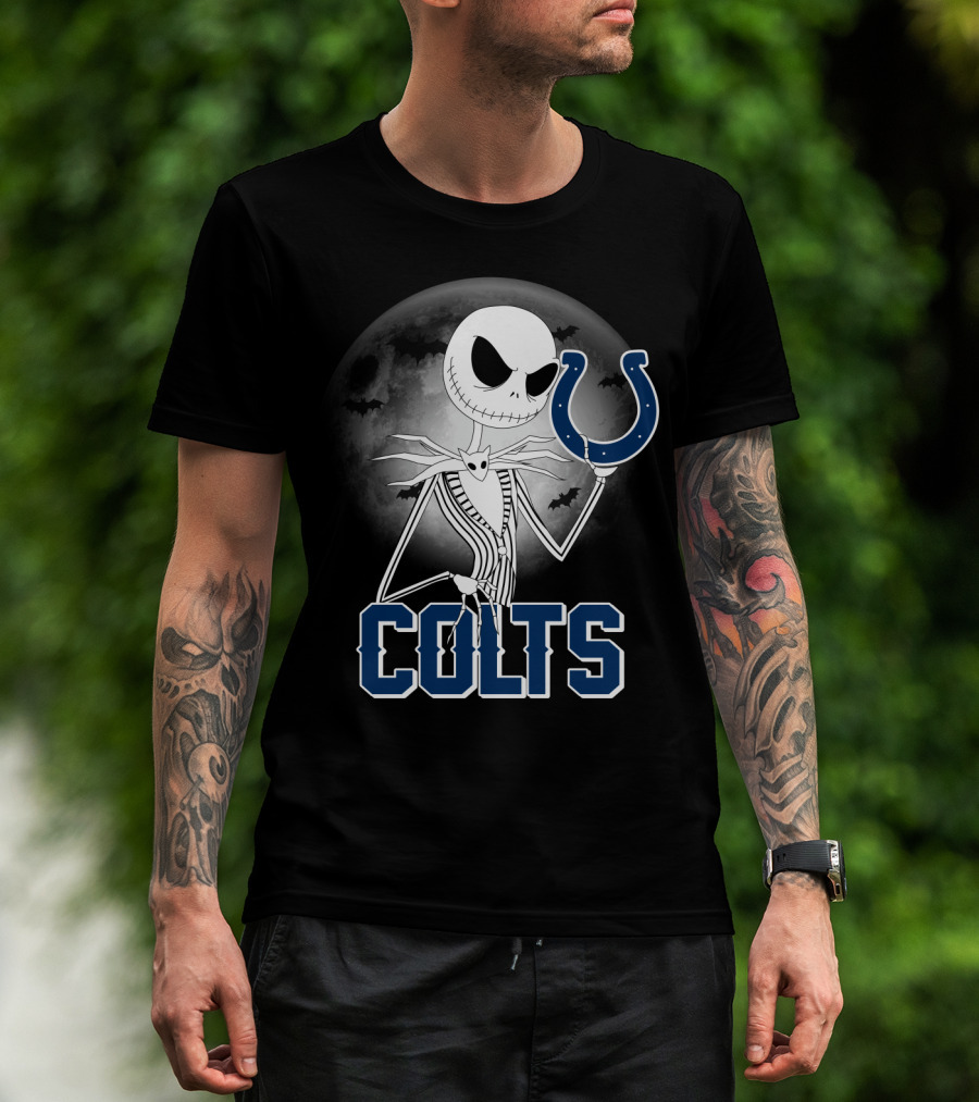 Jack Skellington Moon Halloween Indianapolis Colts T-Shirt
