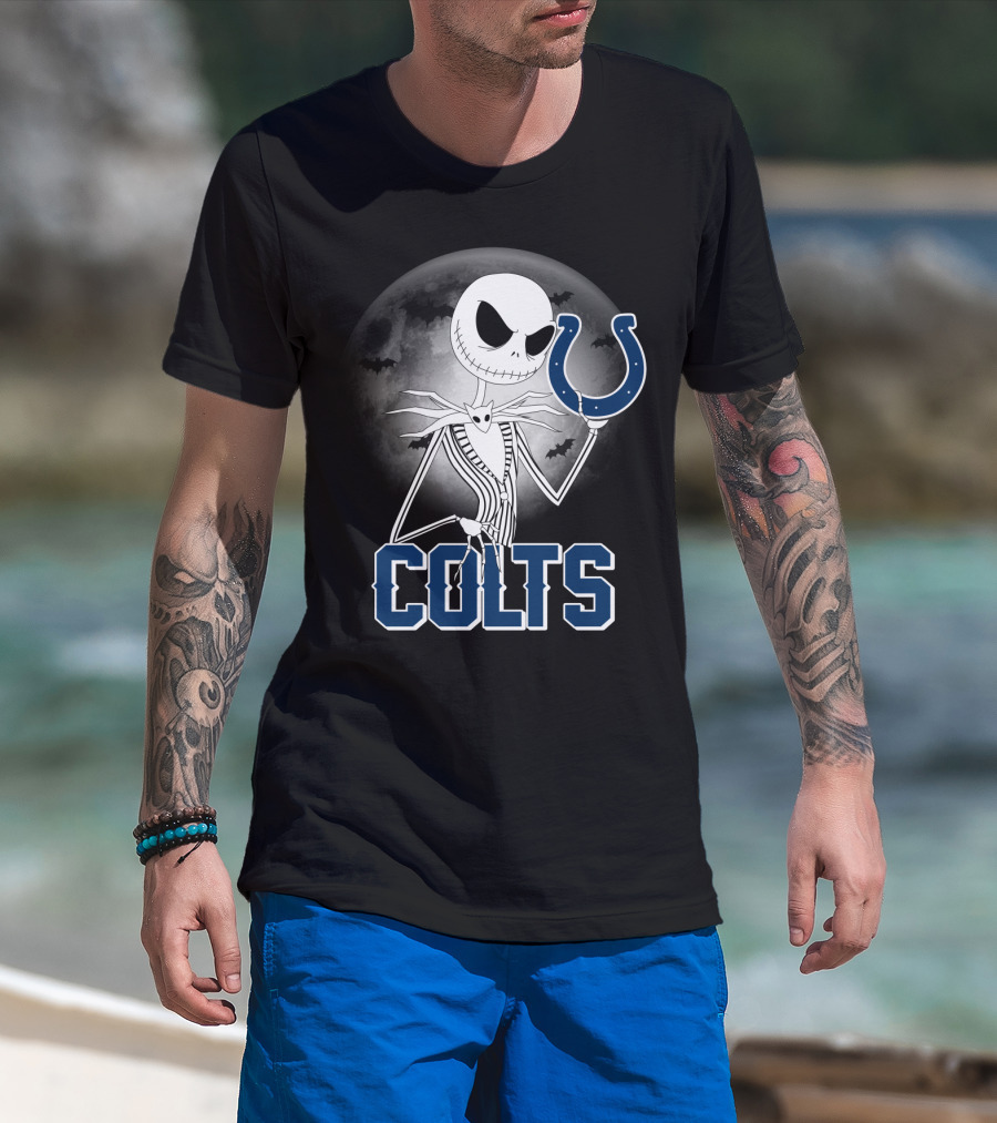 Jack Skellington Moon Halloween Indianapolis Colts T-Shirt