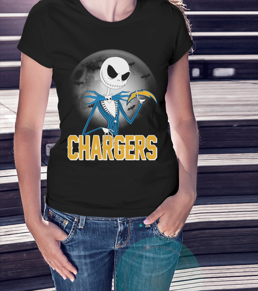 Jack Skellington Halloween Los Angeles Chargers Moonlight T-Shirt