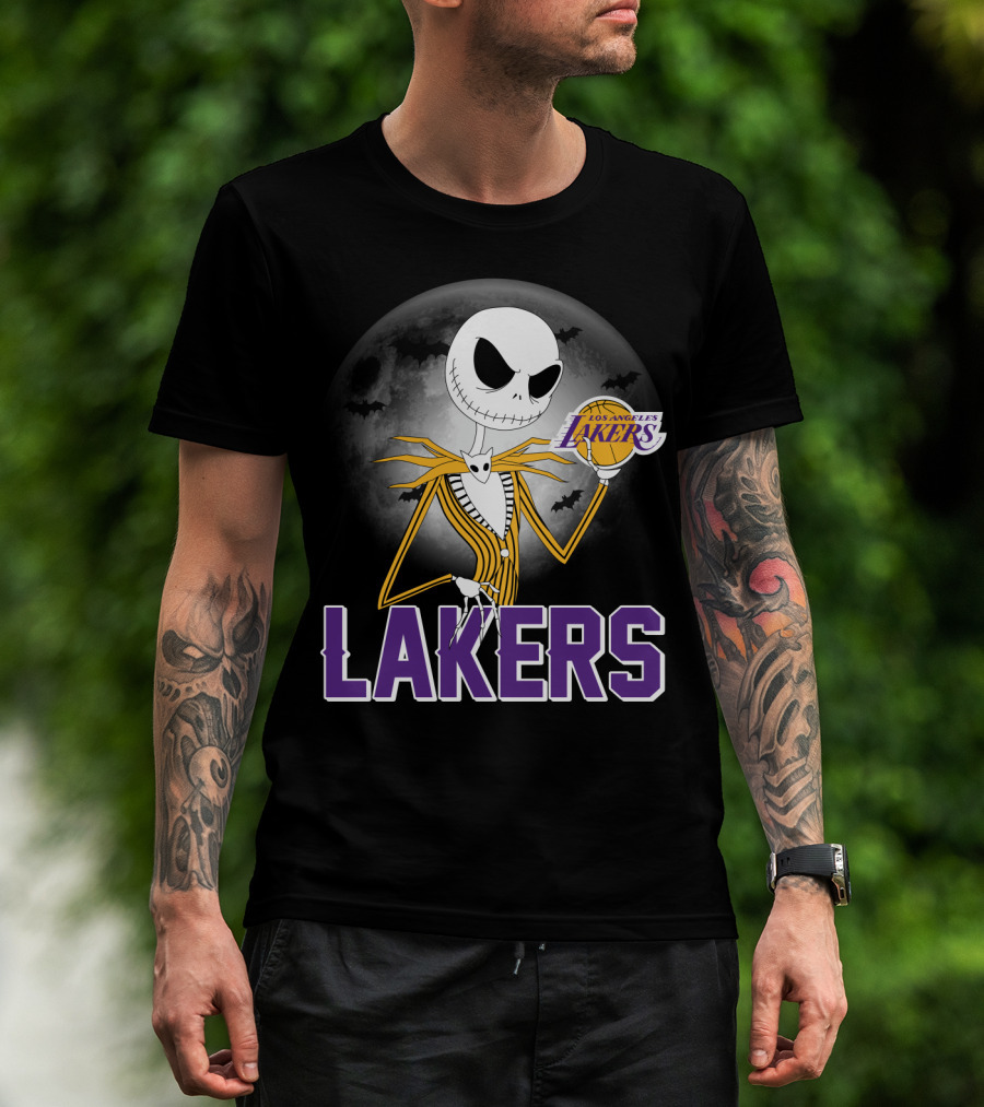 Jack Skellington Lakers Halloween Los Angeles Nba Crossover T-Shirt
