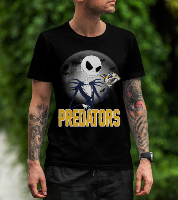Jack Skellington Halloween Nashville Predators Moonlit T-Shirt