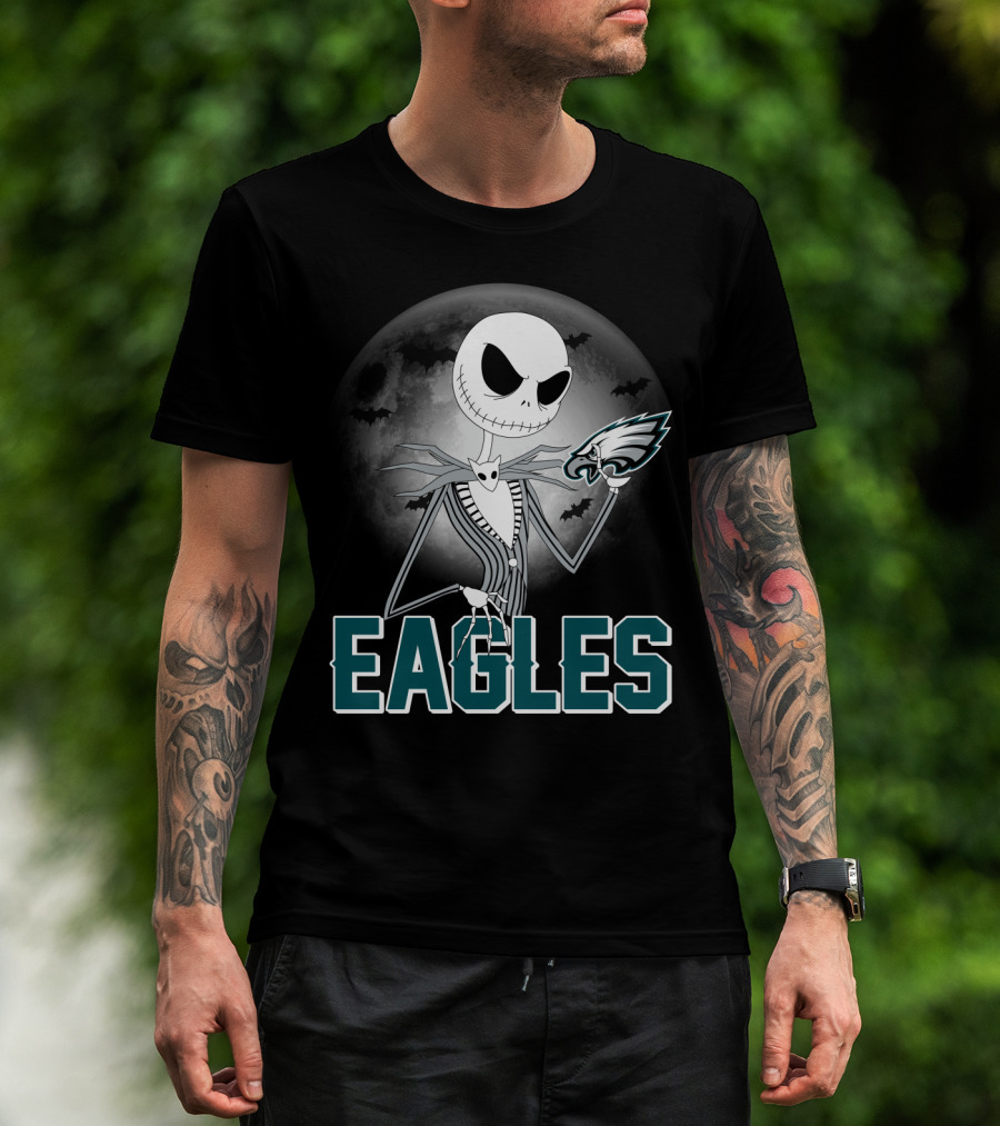 Jack Skellington Eagles Halloween Philadelphia Football Fan Gear T-Shirt