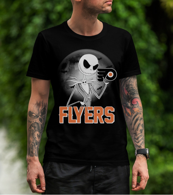 Philadelphia Flyers Halloween Jack Skellington Moon T-Shirt