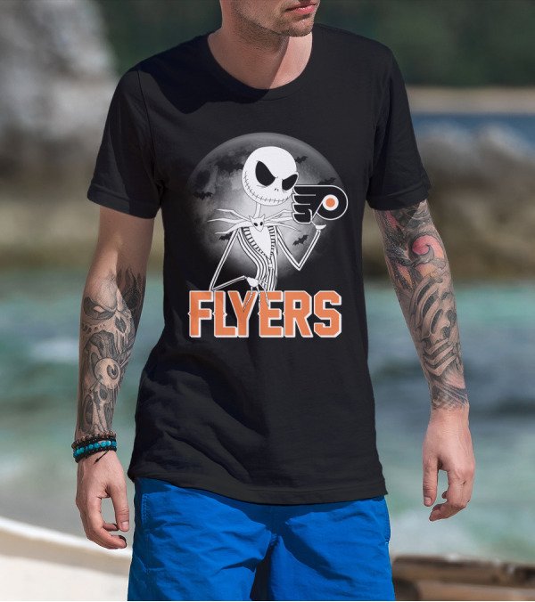 Philadelphia Flyers Halloween Jack Skellington Moon T-Shirt