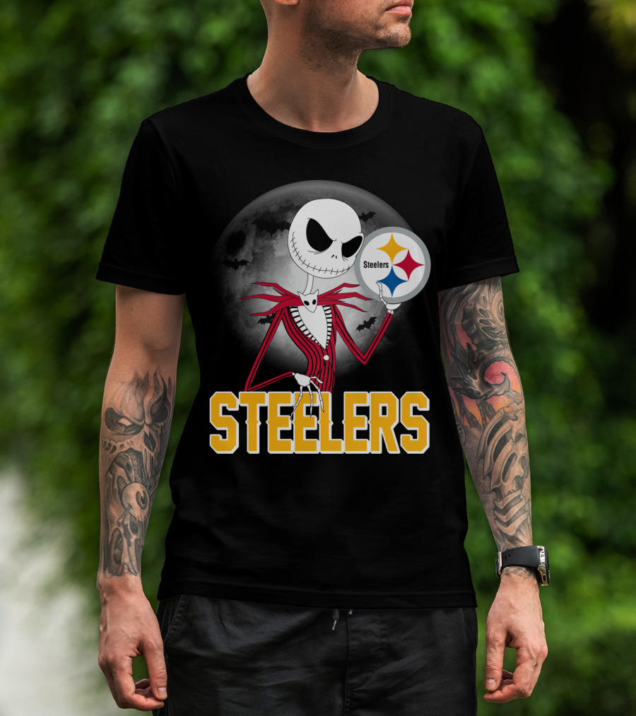 Jack Skellington Steelers Halloween Moon T-Shirt