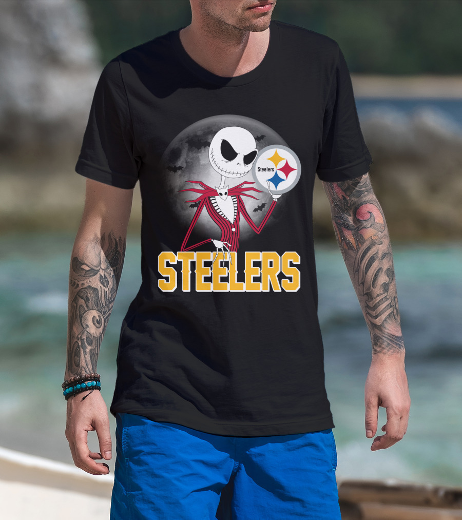 Jack Skellington Steelers Halloween Moon T-Shirt