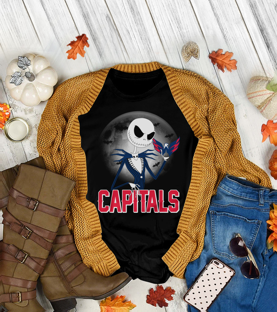 Jack Skellington Halloween Meets Washington Capitals Moon Night T-Shirt
