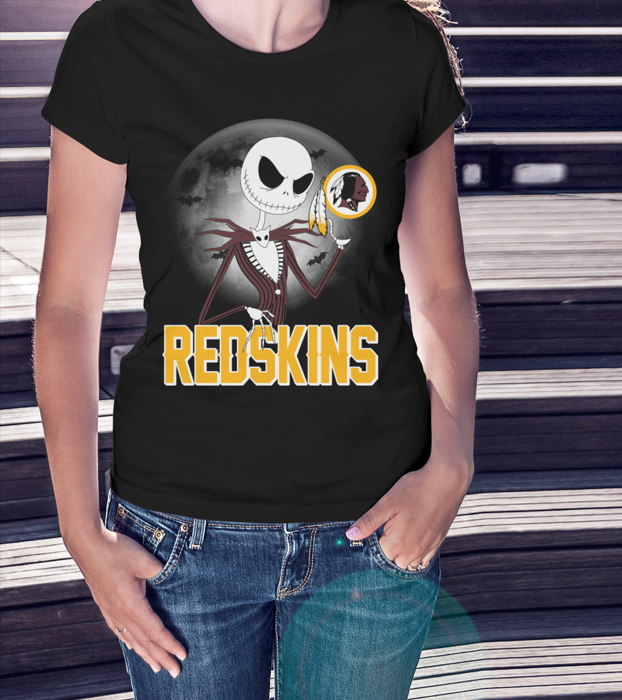 Jack Skellington Moon Redskins Logo Halloween T-Shirt
