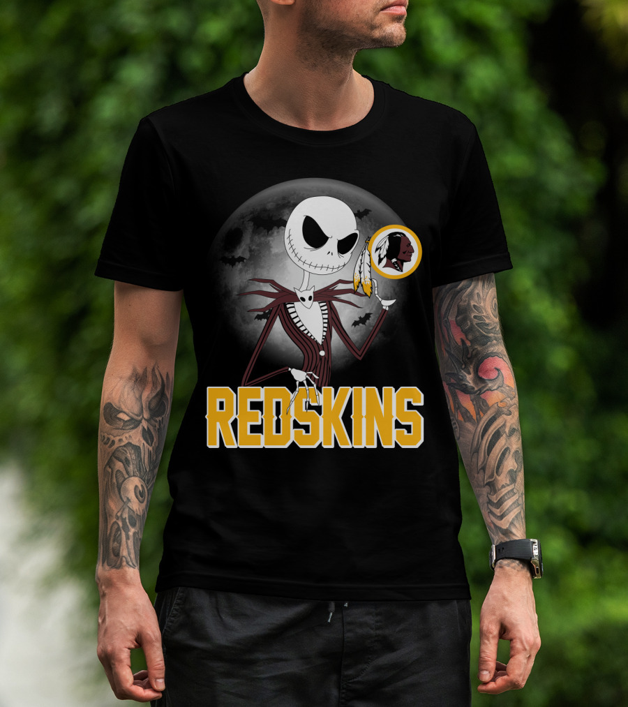 Jack Skellington Moon Redskins Logo Halloween T-Shirt