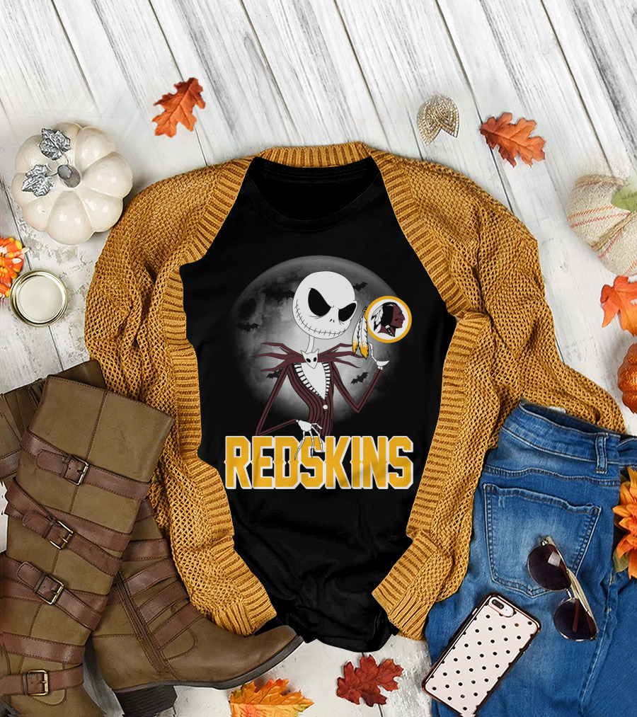 Jack Skellington Moon Redskins Logo Halloween T-Shirt