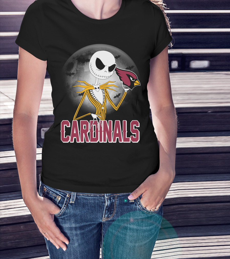 Jack Skellington Cardinals Halloween Moon Arizona T-Shirt