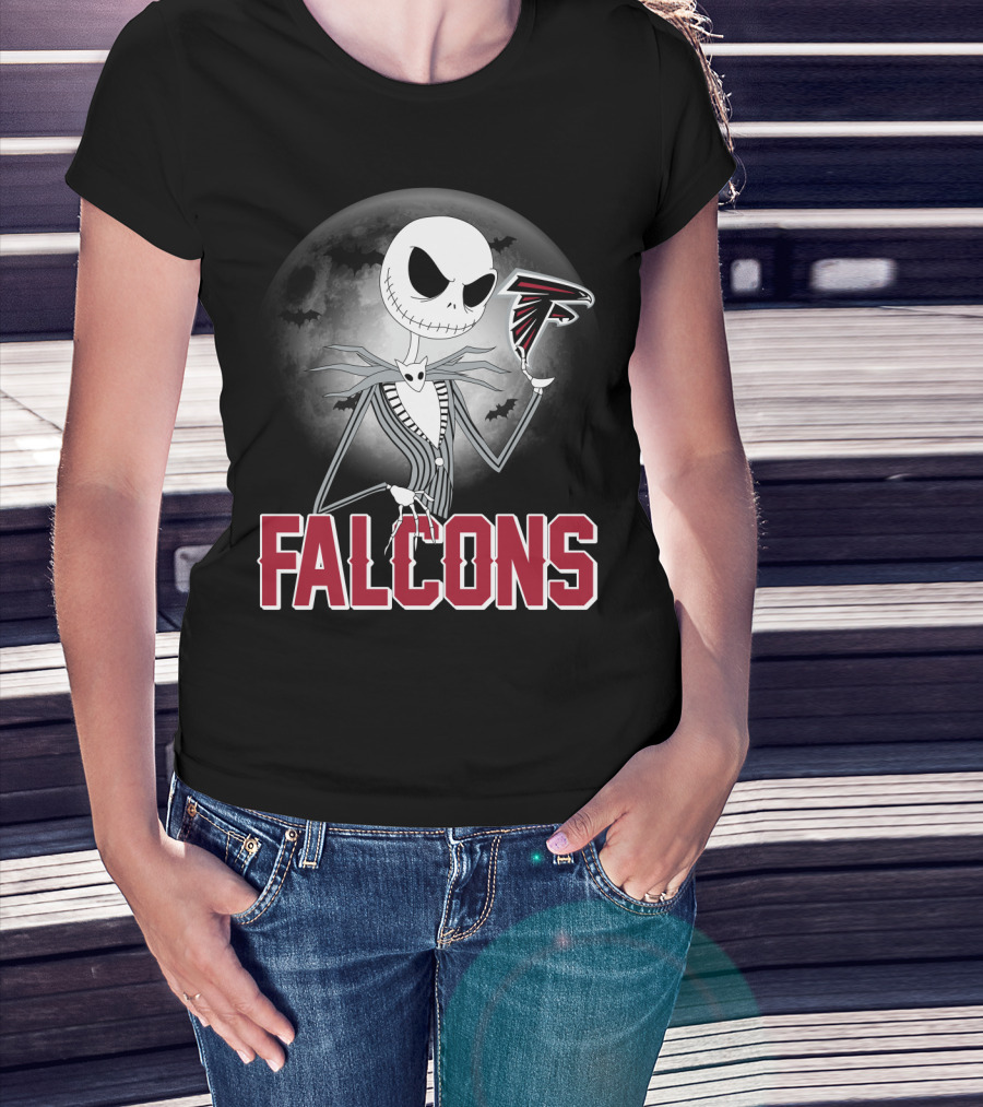 Jack Skellington Halloween Atlanta Falcons Moon T-Shirt