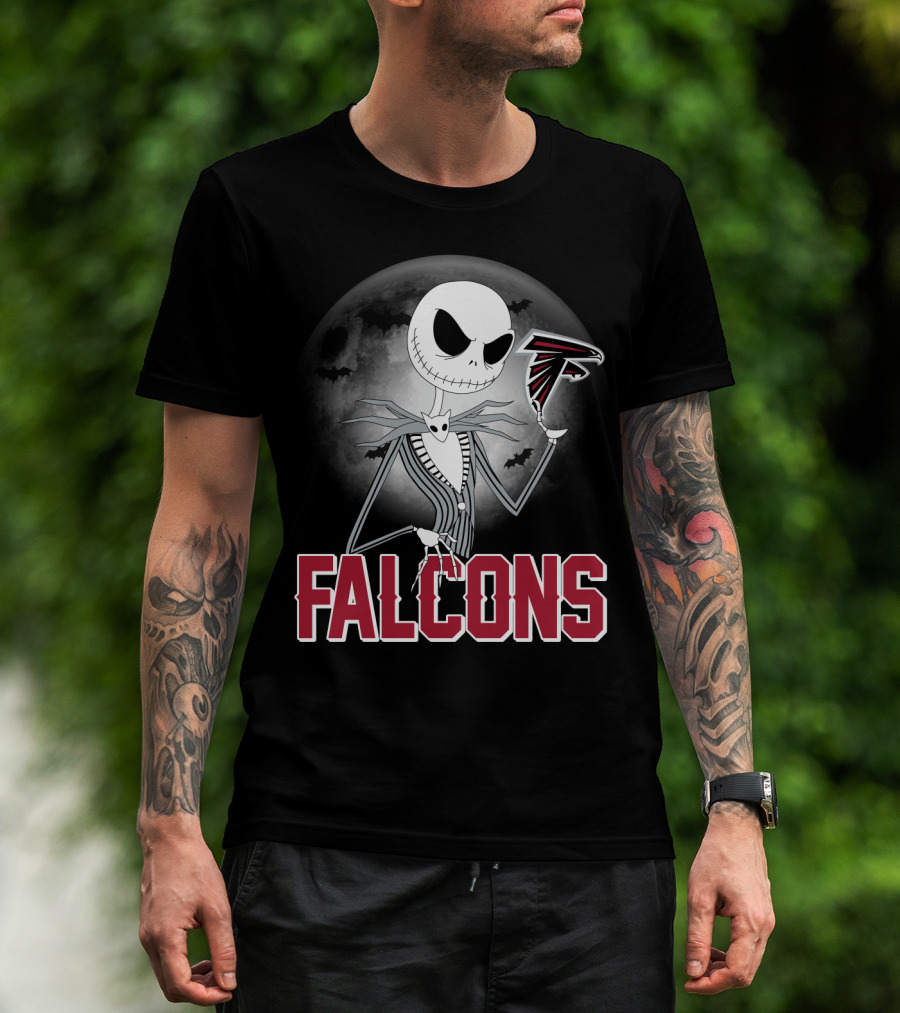 Jack Skellington Halloween Atlanta Falcons Moon T-Shirt