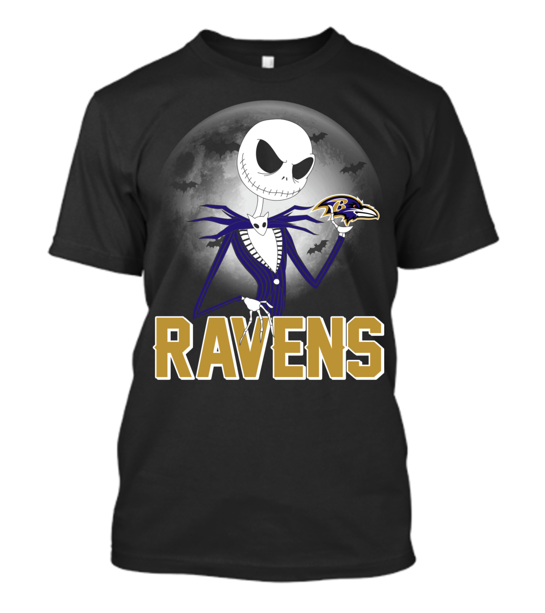 Jack Skellington Baltimore Ravens Halloween Moon Ravens T-Shirt